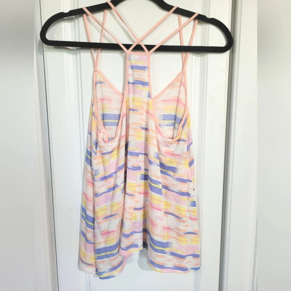 American Eagle Oufitters Colorful Pastel Striped Strappy Tank Top, Size Small - Picture 2 of 6
